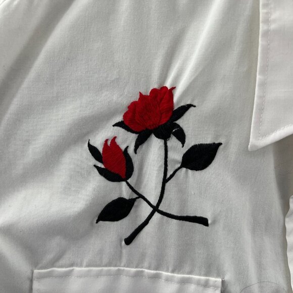 Vintage Karman Pearl Snap Shirt Mens XL Floral Embroidered Western Cowboy * - Picture 3 of 8